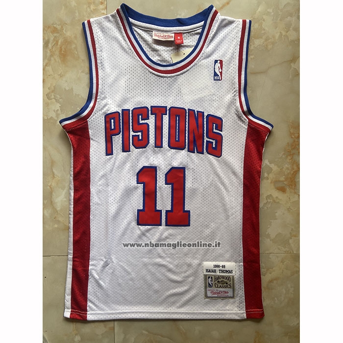 Maglia Detroit Pistons Isiah Thomas No 11 Mitchell & Ness 1988-89 Bianco